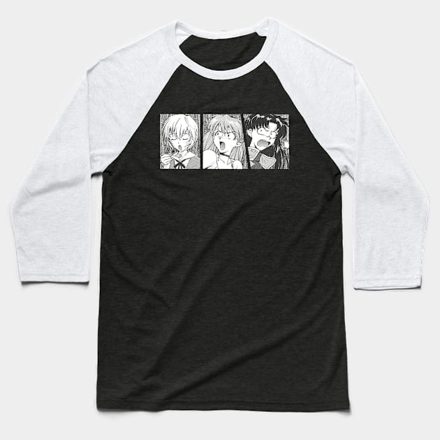 Rei, Asuka and Misato - Dark Baseball T-Shirt by hole